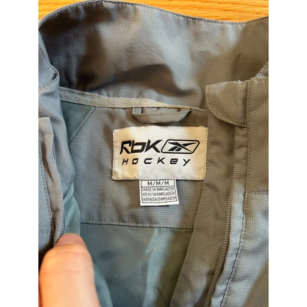 Rbk Reebok Hockey Mens Gray Quarter Zip Windbreaker Pullover Jacket M Reflective